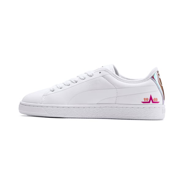 Basket Trailblazer Women’s Sneakers, Puma White-Fuchsia Purple, extralarge