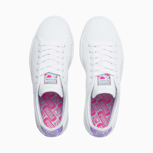 Basket Trailblazer Women’s Sneakers, Puma White-Fuchsia Purple, extralarge