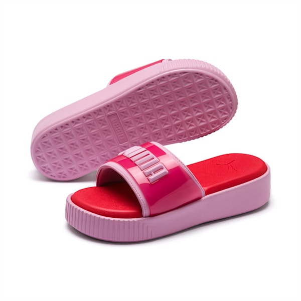 Platform Fashion Women’s Slides, Hibiscus -Pale Pink, extralarge