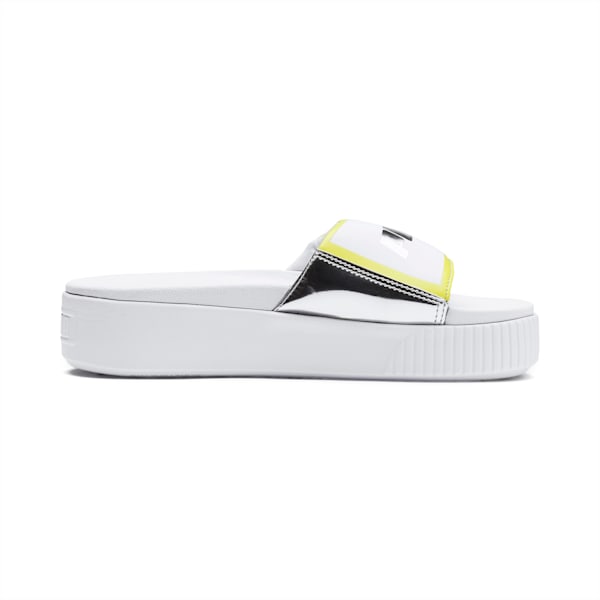 Platform Trailblazer Metallic Women’s Slides, Puma White-Puma Silver, extralarge