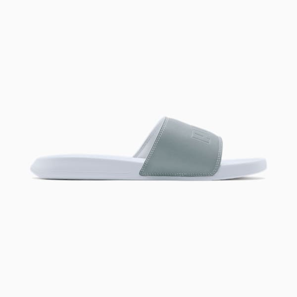 Popcat Reflective Slides, Puma Silver-Puma White, extralarge