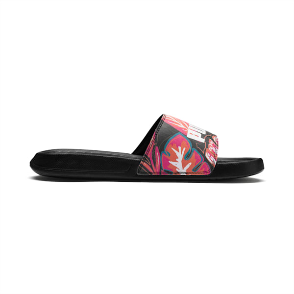 Popcat Flower Power Women’s Slides, Puma Black-Puma White, extralarge