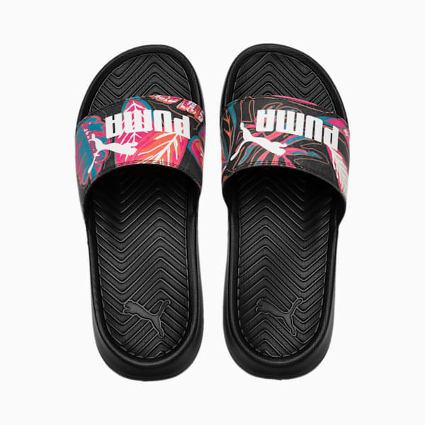 Popcat Flower Power Women’s Slides, Puma Black-Puma White, extralarge