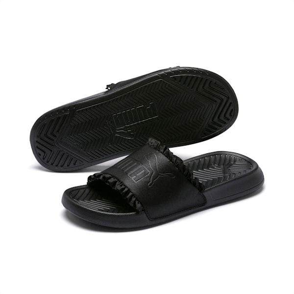 Popcat Silk Women’s Slides, Puma Black-Puma Black, extralarge