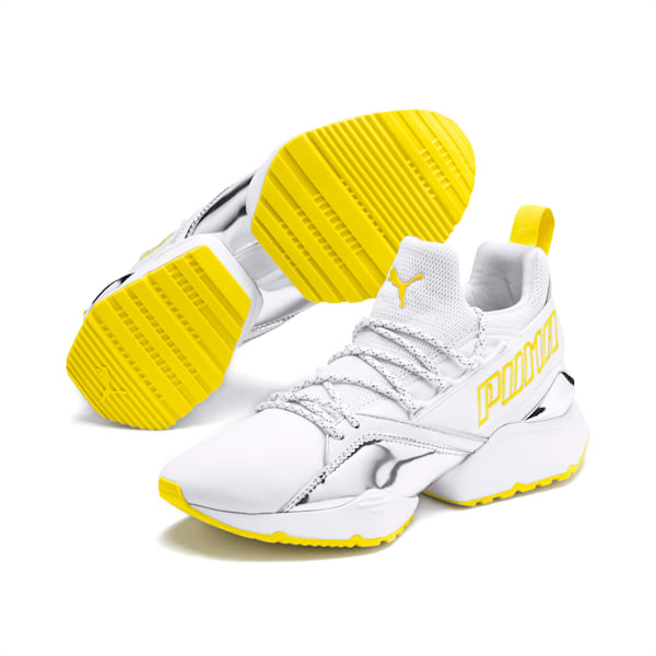 Muse Maia Trailblazer Metallic Women’s Sneakers, Puma White-Blazing Yellow, extralarge