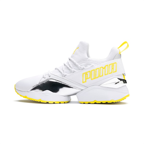 Muse Maia Trailblazer Metallic Women’s Sneakers, Puma White-Blazing Yellow, extralarge