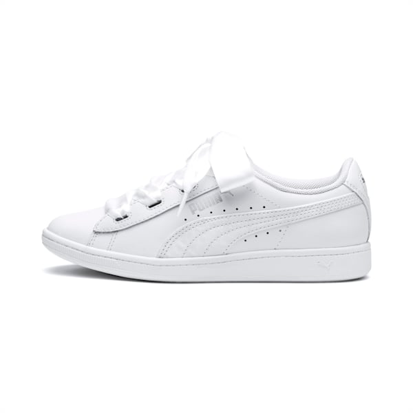 PUMA Vikky Ribbon Satin Sneakers JR, Puma White-Puma White, extralarge