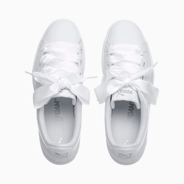 PUMA Vikky Ribbon Satin Sneakers JR, Puma White-Puma White, extralarge