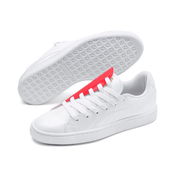 Basket Crush Women’s Sneakers, Puma White-Hibiscus, extralarge