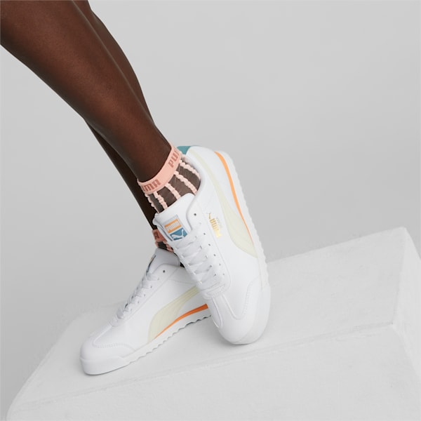 Zapatos deportivos Roma Basic+ para hombre, Pristine-PUMA White-Orange Peach