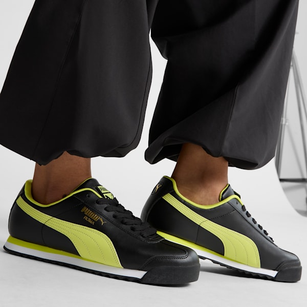 Roma Basic+ Sneakers, PUMA Black-Lime Sheen, extralarge