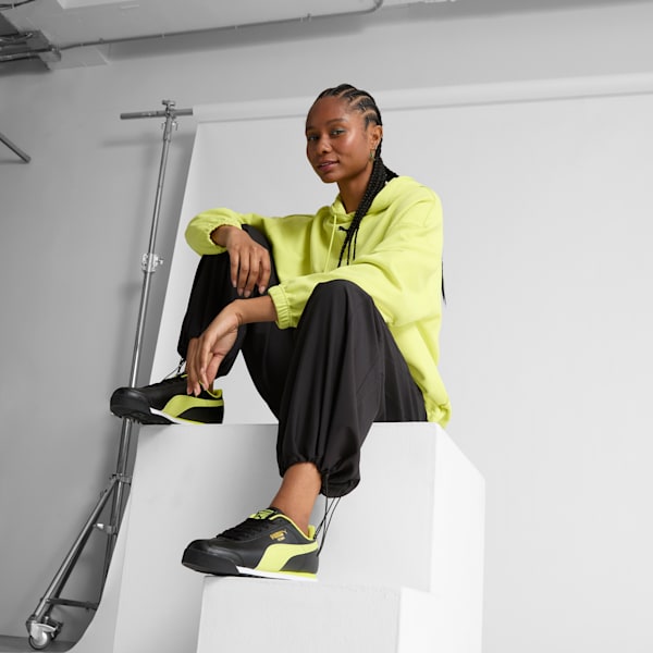 Roma Basic+ Sneakers, PUMA Black-Lime Sheen, extralarge