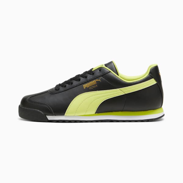 Roma Basic+ Sneakers, PUMA Black-Lime Sheen, extralarge