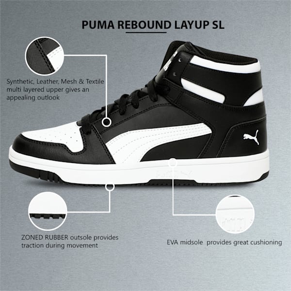 Rebound Lay Up Unisex Sneakers, Puma Black-Puma White, extralarge-IND