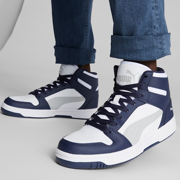 PUMA Rebound LayUp Sneakers, PUMA White-Ash Gray-PUMA Navy, extralarge