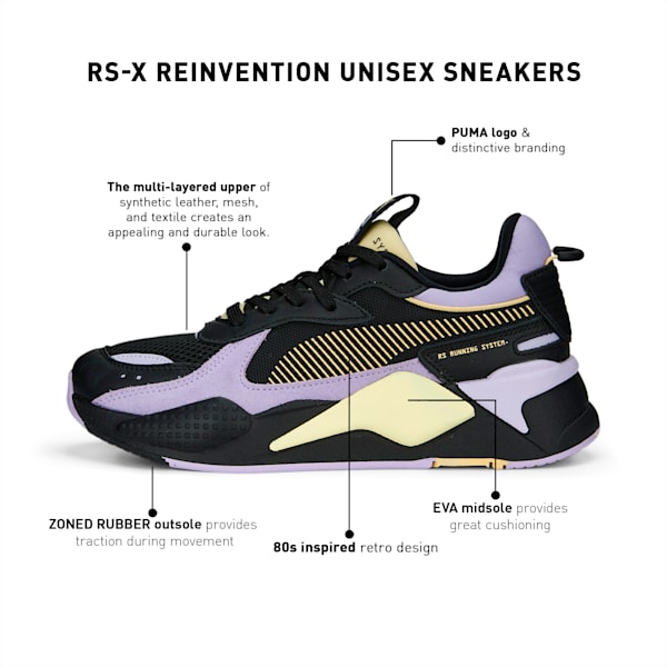 RS-X Reinvention Unisex Sneakers, PUMA Black-Vivid Violet, extralarge-IND