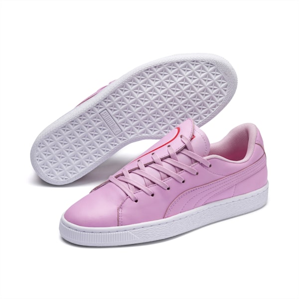 Basket Crush Emboss Women's Shoes, Pale Pink-Hibiscus, extralarge