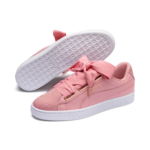 Basket Heart Woven Rose Women’s Sneakers, Bridal Rose-Puma White, extralarge