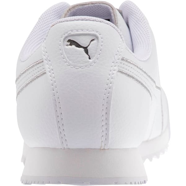 Roma Metallic Stitch Women’s Sneakers, Puma White-Puma Silver, extralarge