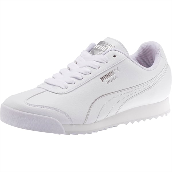 Roma Metallic Stitch Women’s Sneakers, Puma White-Puma Silver, extralarge