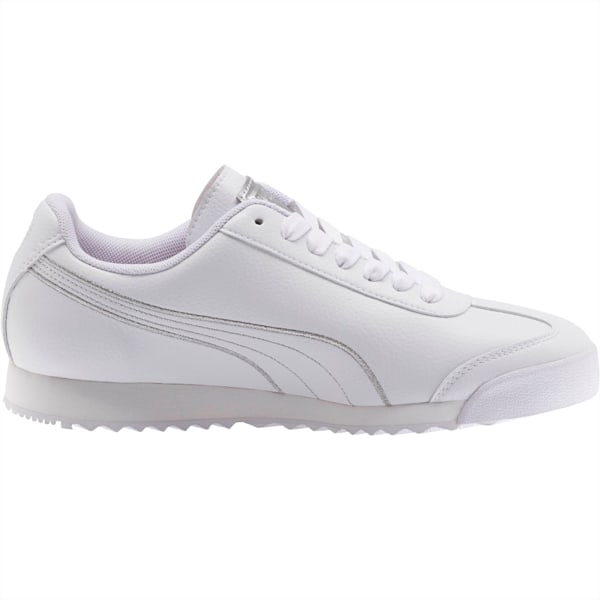 Roma Metallic Stitch Women’s Sneakers, Puma White-Puma Silver, extralarge