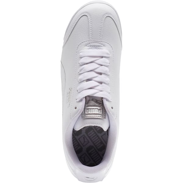 Roma Metallic Stitch Women’s Sneakers, Puma White-Puma Silver, extralarge