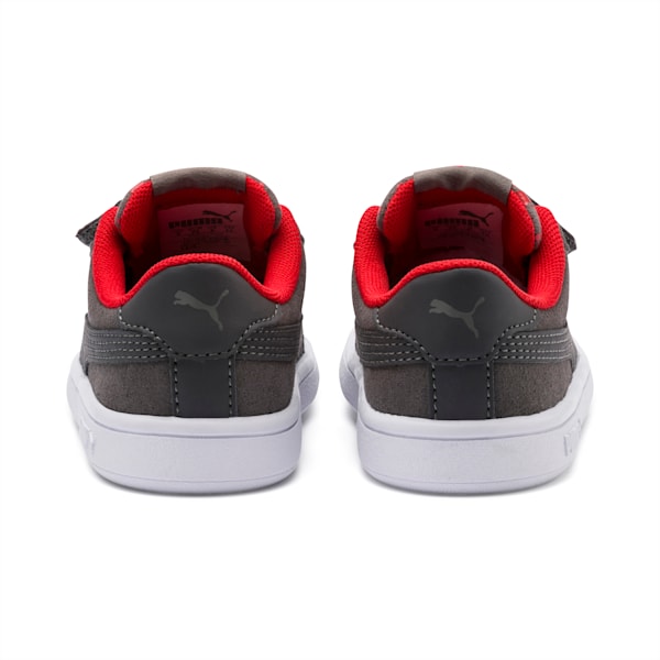 PUMA Smash v2 Monster Little Kids' Shoes, Asphalt-Charcoal Gray-High Risk Red-Puma White, extralarge