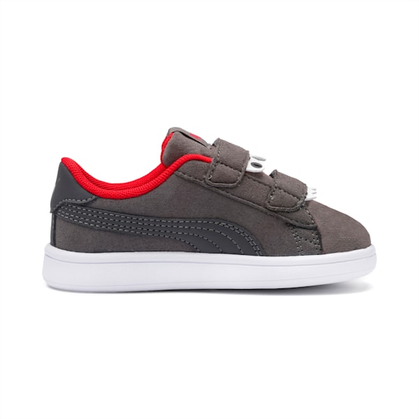 PUMA Smash v2 Monster Little Kids' Shoes, Asphalt-Charcoal Gray-High Risk Red-Puma White, extralarge