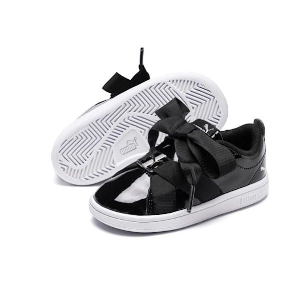 PUMA Smash v2 Patent Buckle AC Toddler Shoes, Puma Black-Puma Silver-Puma White, extralarge