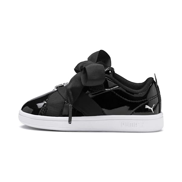 PUMA Smash v2 Patent Buckle AC Toddler Shoes, Puma Black-Puma Silver-Puma White, extralarge