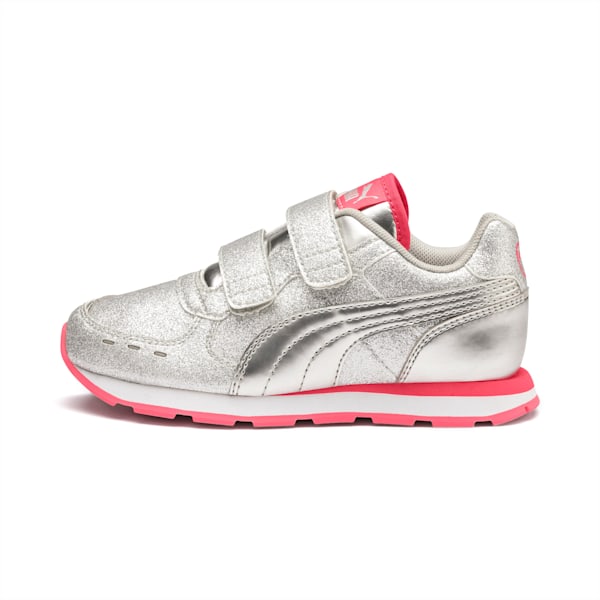 Vista Glitz Little Kids' Shoes, Puma Silver-Calypso Coral-Puma White, extralarge