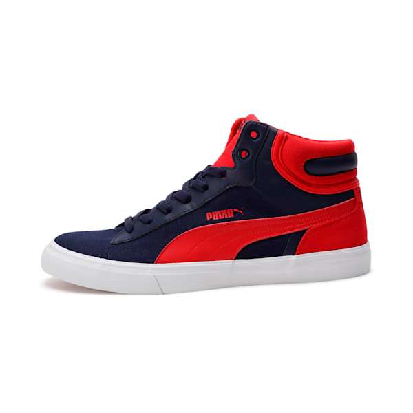 Hip Hop Mid Perf Unisex Sneakers, Peacoat-High Risk Red-Puma White, extralarge-IND