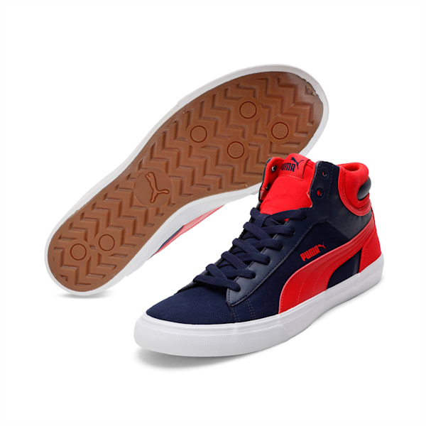 Hip Hop Mid Perf Unisex Sneakers, Peacoat-High Risk Red-Puma White, extralarge-IND