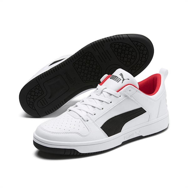 PUMA Rebound LayUp Lo Sneakers, Puma White-Puma Black-High Risk Red