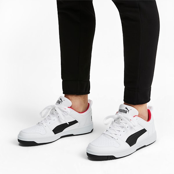 Rebound Lay Up Unisex Sneakers, Puma White-Puma Black-High Risk Red, extralarge-IND