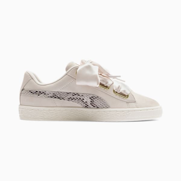 Suede Heart Snake Lux Women's Sneakers, Pastel Parchment-PTeam Gold, extralarge