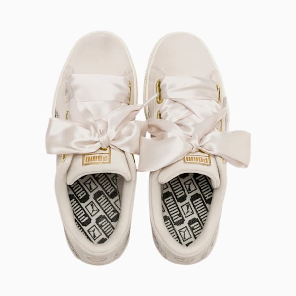 Suede Heart Snake Lux Women's Sneakers, Pastel Parchment-PTeam Gold, extralarge