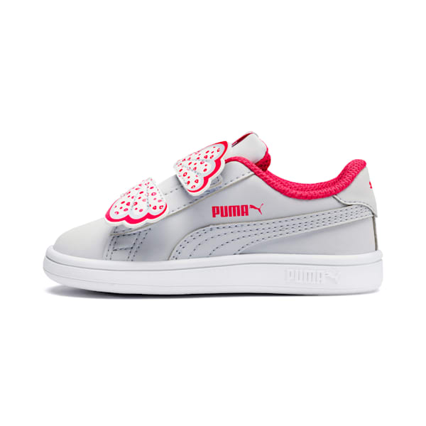 PUMA Smash v2 Butterfly AC Toddler Shoes, Heather-Nrgy Rose-Puma White, extralarge