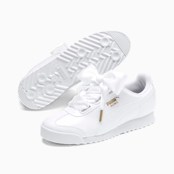 Roma Heart Patent Women's Sneakers, Puma White-Puma Team Gold, extralarge