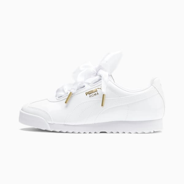 Roma Heart Patent Women's Sneakers, Puma White-Puma Team Gold, extralarge