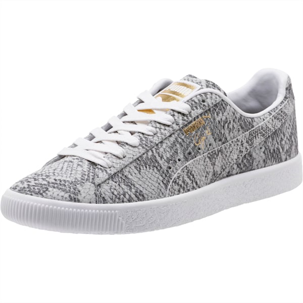 Clyde Reptile Women’s Sneakers, Puma White-Puma Black-Metallic Gold, extralarge