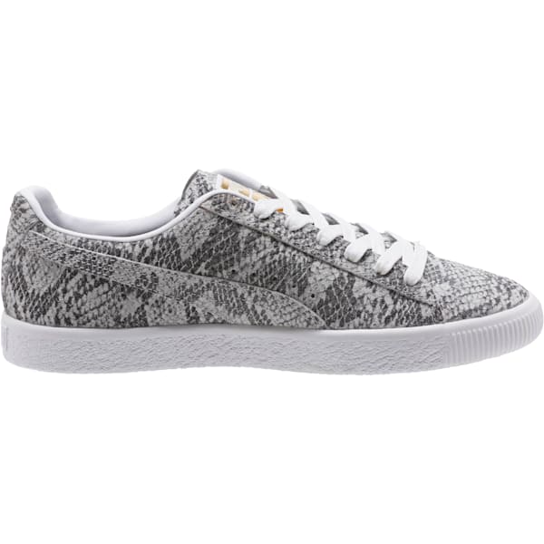 Clyde Reptile Women’s Sneakers, Puma White-Puma Black-Metallic Gold, extralarge