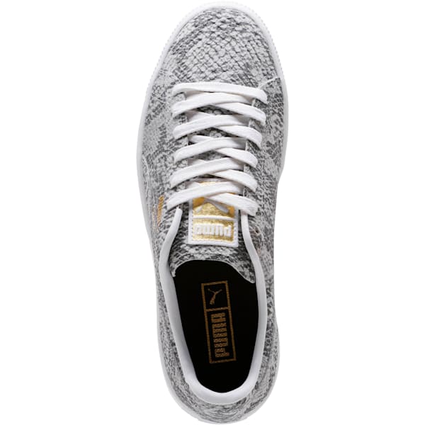 Clyde Reptile Women’s Sneakers, Puma White-Puma Black-Metallic Gold, extralarge