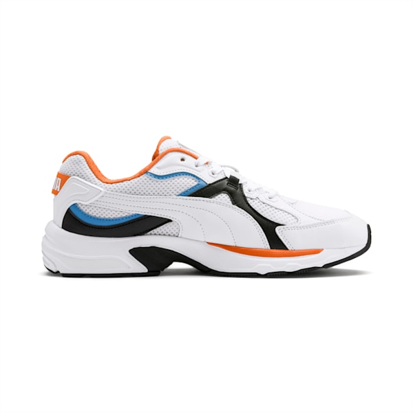 Axis Plus 90s Sneakers, Puma White-Puma Black-Team Light Blue-Jaffa Orange