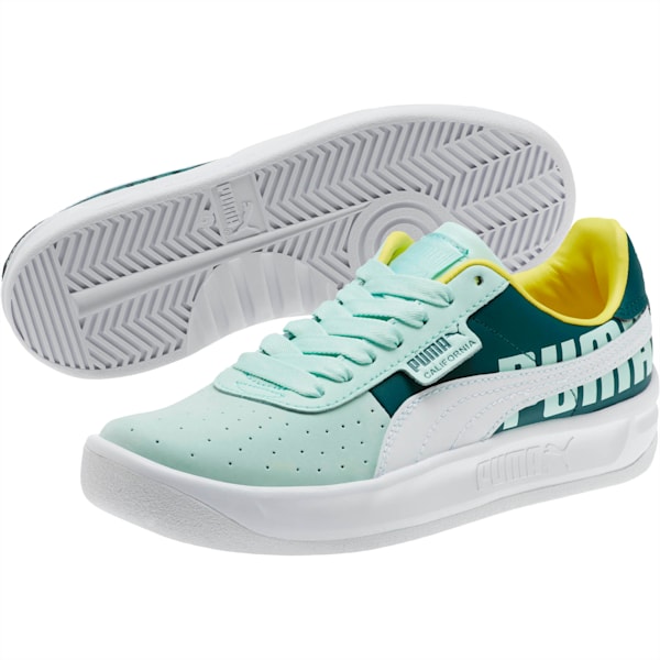 California PUMA Logo Women’s Sneakers, Fair Aqua-Puma White, extralarge