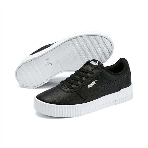 Carina Leather SoftFoam Women's Sneakers, Puma Black-Puma White-Puma Silver, extralarge-AUS