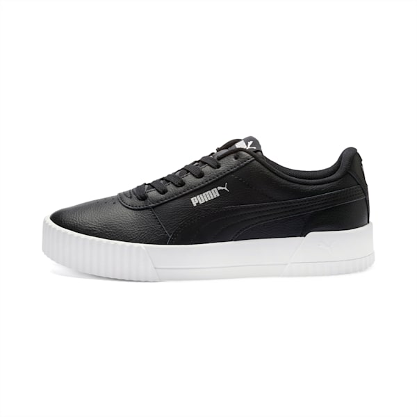 Carina Leather SoftFoam Women's Sneakers, Puma Black-Puma White-Puma Silver, extralarge-AUS