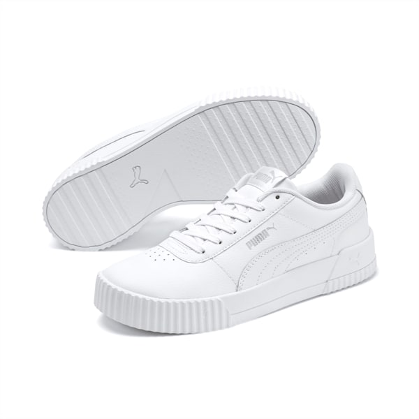 Carina Leather SoftFoam Women's Sneakers, Puma White-Puma White-Puma Silver, extralarge-AUS
