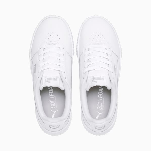 Carina Leather SoftFoam Women's Sneakers, Puma White-Puma White-Puma Silver, extralarge-AUS