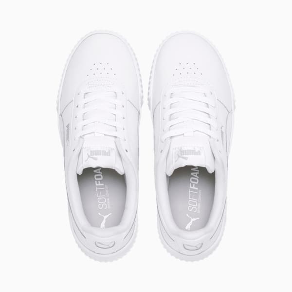 Carina Leather Women’s Sneakers, Puma White-Puma White-Puma Silver, extralarge